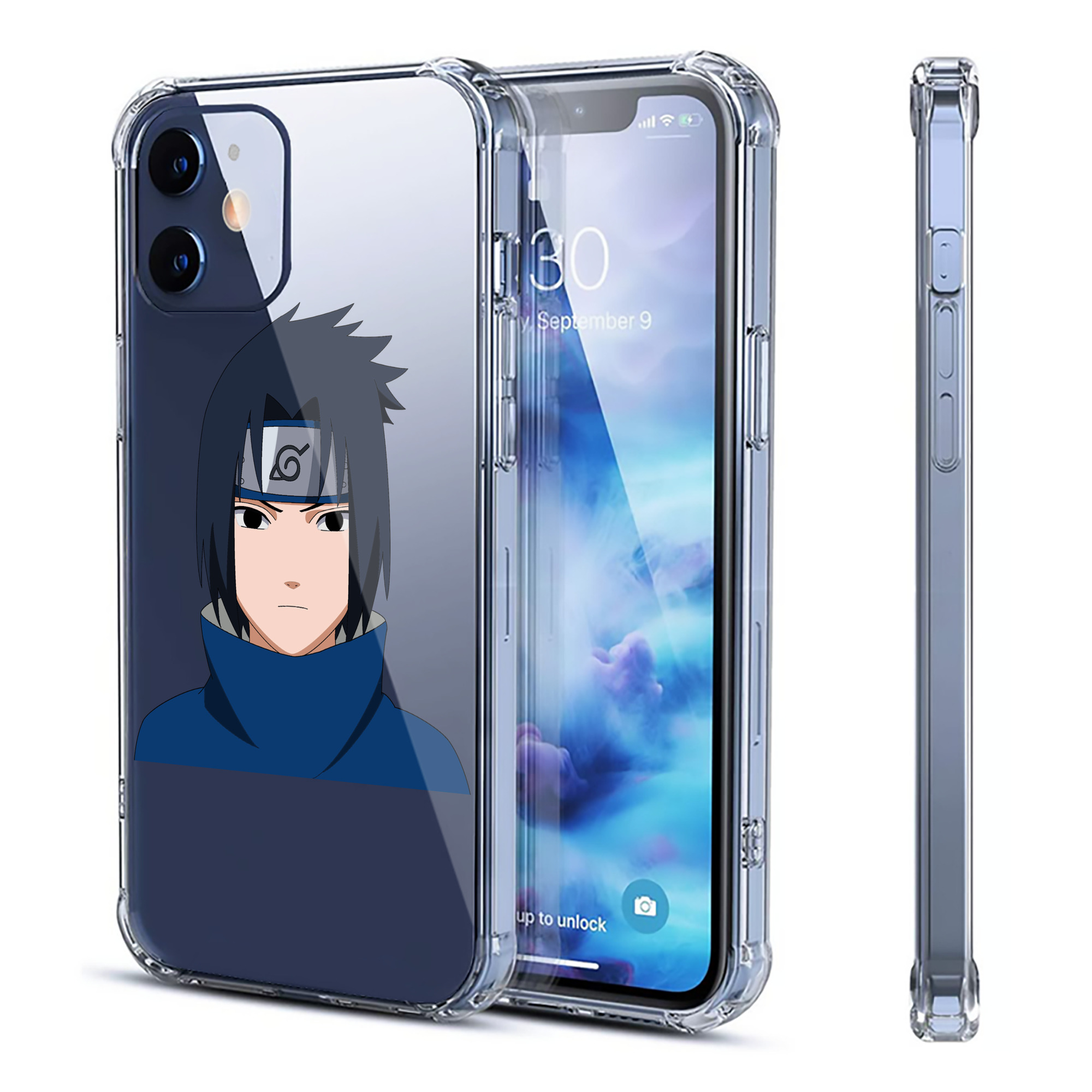 （画像用） NARUTO -ナルト- うちは サスケ Uchiha Sasuke 【iPhone 12シリーズ対応】透明スマホケース（クリアソフトケース）